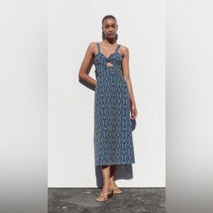 Zara rubberized embroidery midi cutout dress